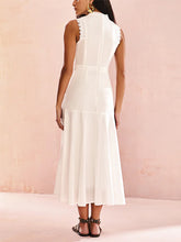 Elegant Lace Patchwork Sleeveless Midi Dress